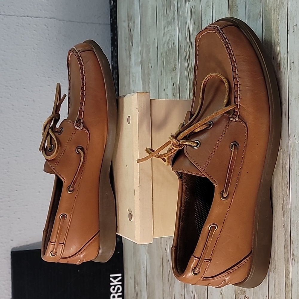 Rockport Mens Handsewn Leather Boat Style‎ Shoes Light Caramel Brown Size 8½ 8.5